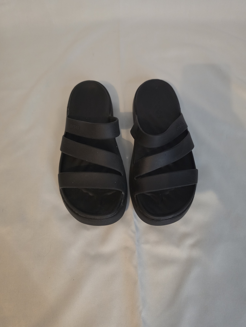 CROCS Women's Black Triple-Strap Slide Sandals